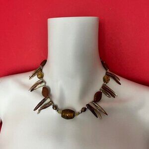 Handmade spikey beaded necklace 🤎🤍​​​​